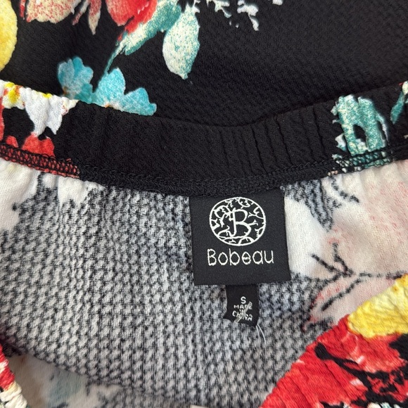 Bobeau Black Floral Print Ruffle Hem Asymmetrical Skirt Size Small NWT - Picture 8 of 9